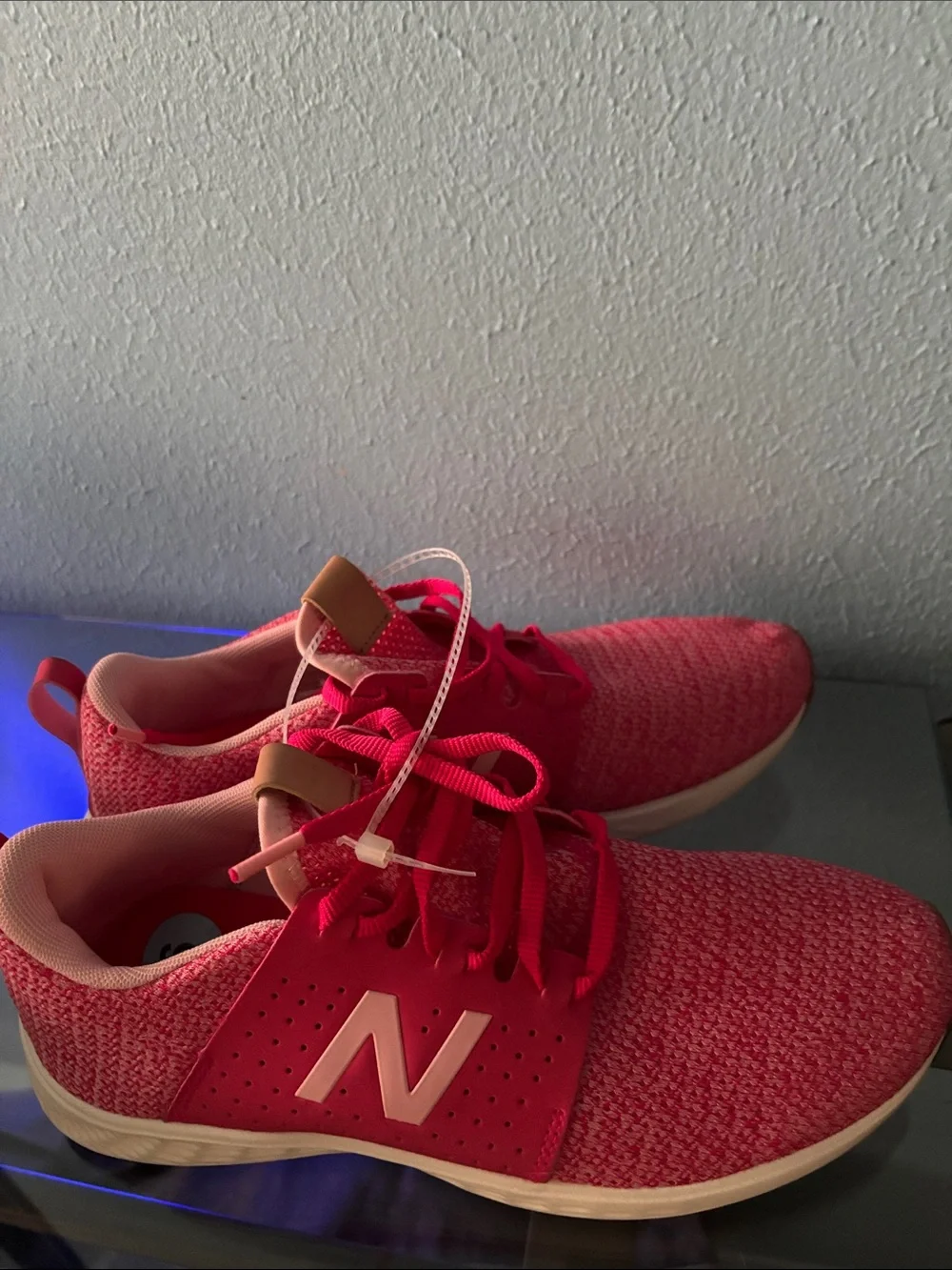 New Balance Pink and Coral Knit Running Shoes